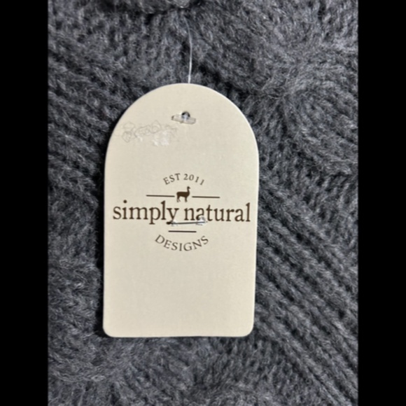 Simply Natural Designs Baby Alpaca Cable Knit Sweater Poncho Grey Size OS - NWT - Picture 7 of 16